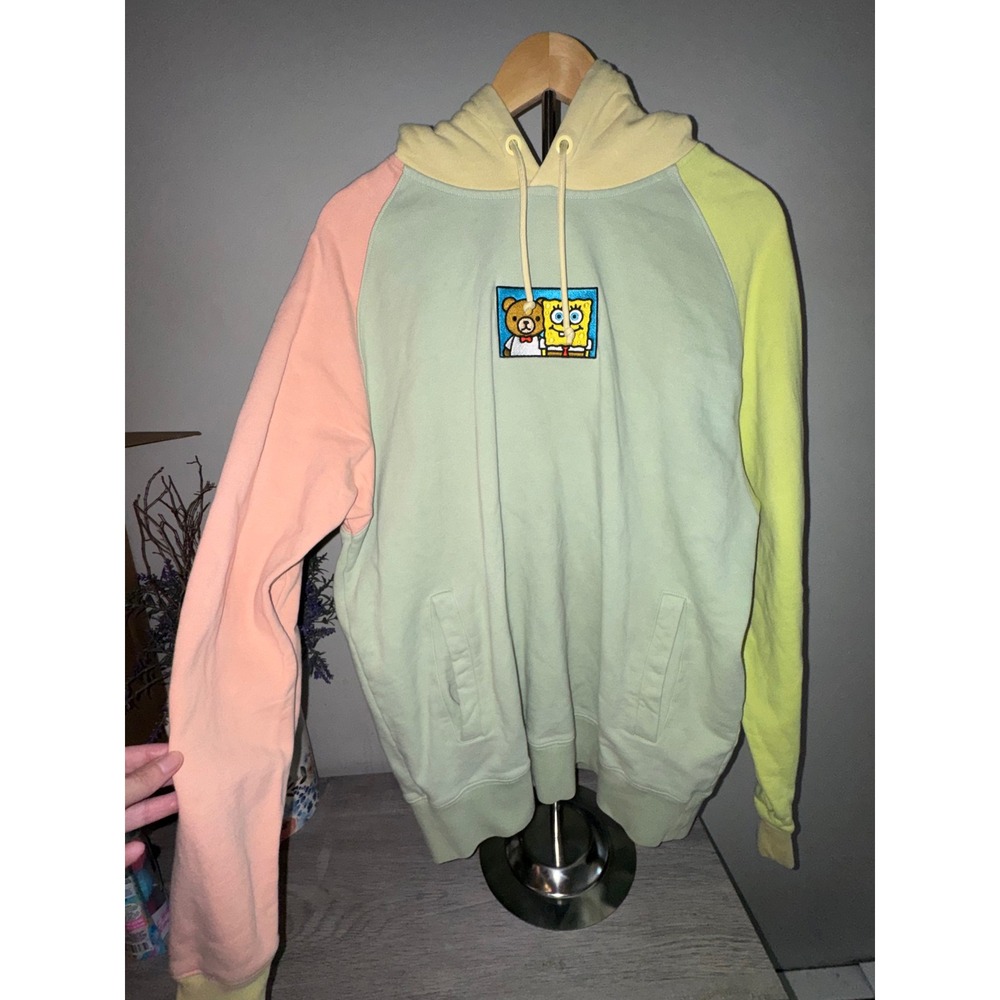 Teddy Fresh x SpongeBob SquarePants Colorblock Hoodie Pastel Mens XL Embroidered